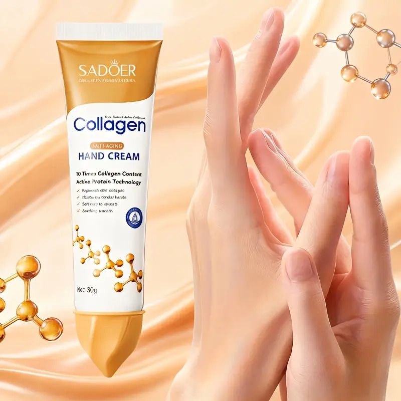 3 Pieces, Collagen Face Serum +  Hand Cream+ Lip Balm for Face Brightening, Anti Wrinkles, Anti Aging, Moisturizing, Fade Dark Marks and Collagen Replenish