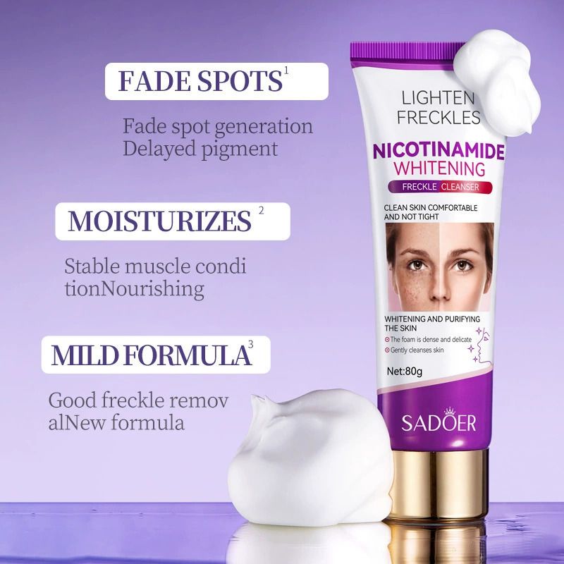 3pcs SADOER Anti-Freckle Set : Nicotinamide Whitening Cleanser + Anti-Freckle Essence + Anti-Freckle Cream for Dark Spot Removal Faical Moisturizing Nourishing Hydrating Firming