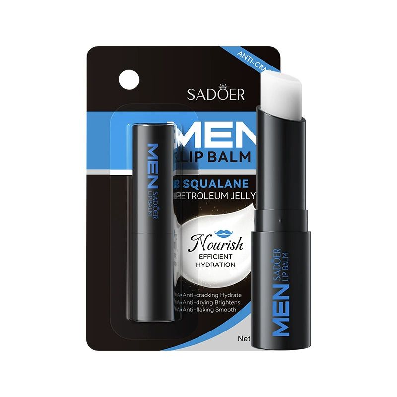 SADOER Men's Lip Balm Moisturizing Anti Cracking Repair Nourishing Hydrating Lipstick Men Lips Skin Care Products