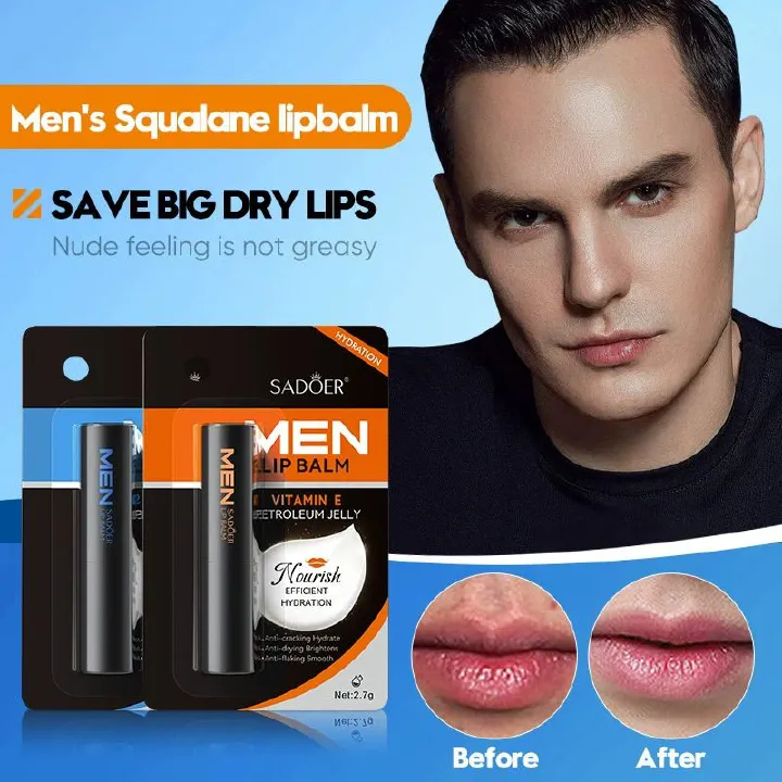 SADOER Men's Lip Balm Moisturizing Anti Cracking Repair Nourishing Hydrating Lipstick Men Lips Skin Care Products