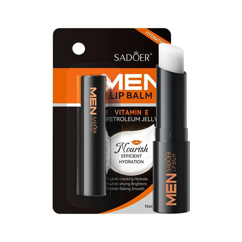 SADOER Men's Lip Balm Moisturizing Anti Cracking Repair Nourishing Hydrating Lipstick Men Lips Skin Care Products