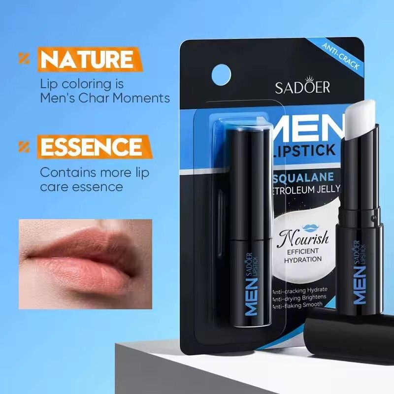 SADOER Men's Lip Balm Moisturizing Anti Cracking Repair Nourishing Hydrating Lipstick Men Lips Skin Care Products