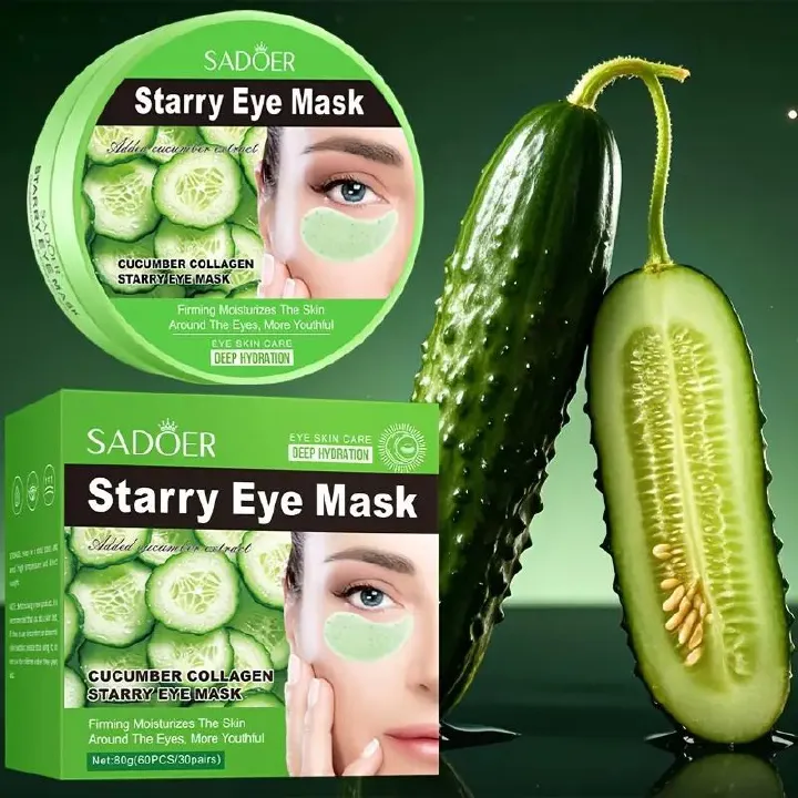 60pcs/box Cucumber collagen starry eye mask. Remove dark circles, Moisturize, smooth , Improve dry Light wrinkle around the eyes.