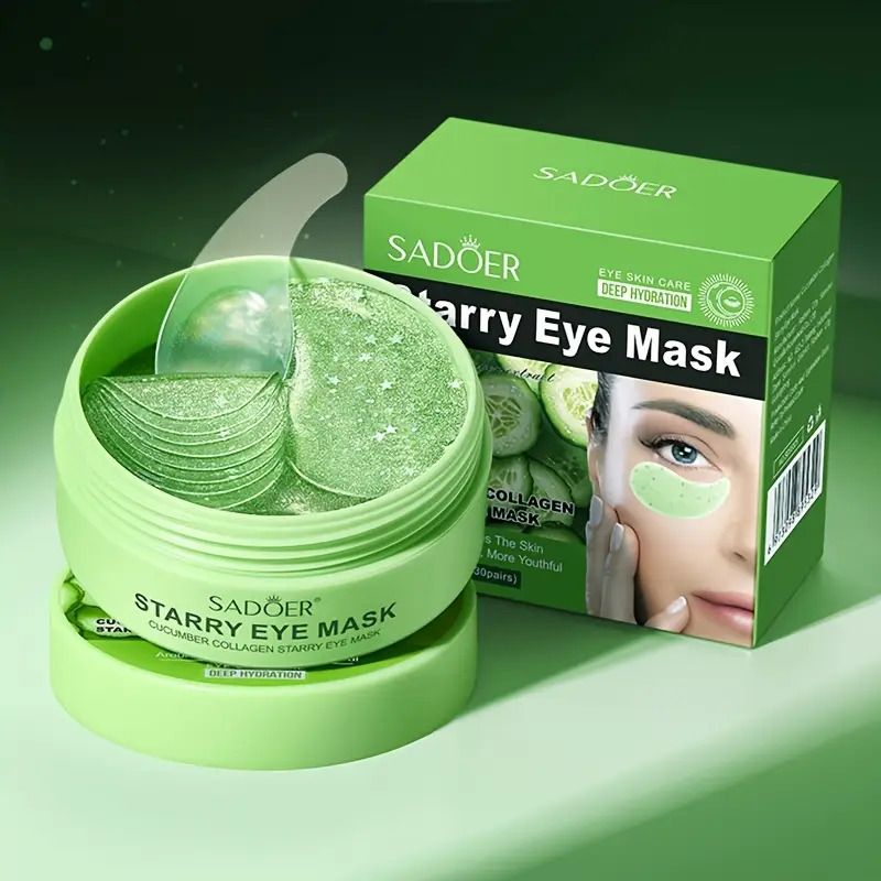 60pcs/box Cucumber collagen starry eye mask. Remove dark circles, Moisturize, smooth , Improve dry Light wrinkle around the eyes.