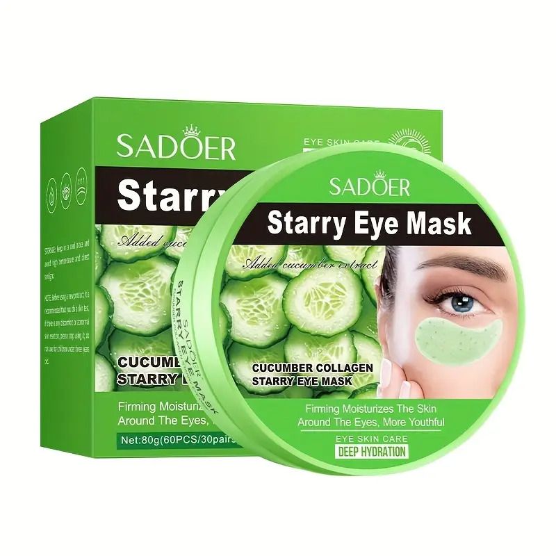 60pcs/box Cucumber collagen starry eye mask. Remove dark circles, Moisturize, smooth , Improve dry Light wrinkle around the eyes.