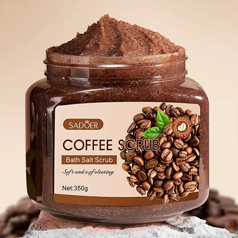 SADOER 350g Coffee Scrub Body Scrub - Gentle Exfoliating Formula with Coffee Beans & Arabica, Hypoallergenic Fragrance-Free for All Light Beige Types, Brightens & Smooths Light Beige, Improves Texture