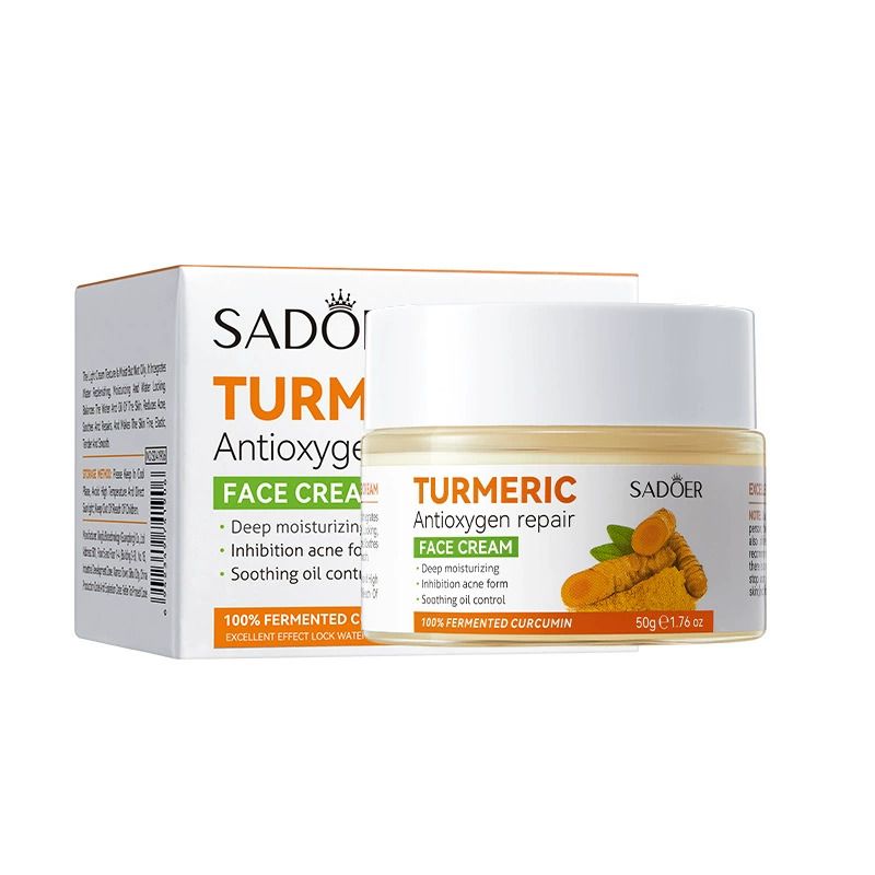 SADOER 4PCS Turmeric Set:Tumeric Cleanser + Face Toner +Face Serum + Face Cream , with unparelled Vitamin C capabilities, Helps in Preven Acne, Sooth, Hydrate, Lighten Acne Marks