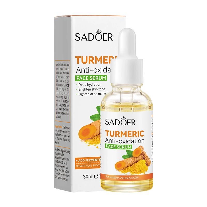 SADOER 4PCS Turmeric Set:Tumeric Cleanser + Face Toner +Face Serum + Face Cream , with unparelled Vitamin C capabilities, Helps in Preven Acne, Sooth, Hydrate, Lighten Acne Marks