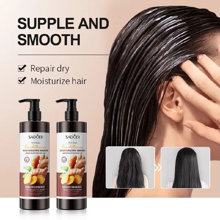 2PCS SADOER Ginger Hair Care Set: Shampoo+ Conditioner,  Reduces Dryness, Bifurcation & Coarseness, Leaving Hair Elastic & Shiny