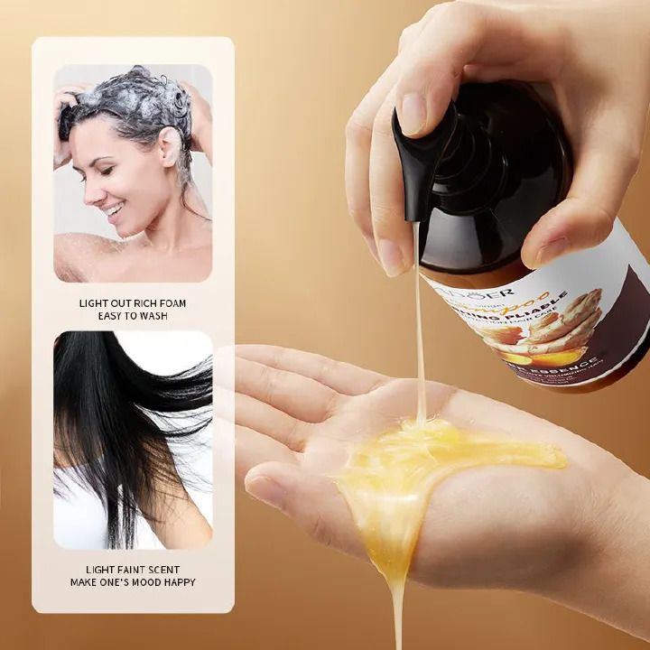 2PCS SADOER Ginger Hair Care Set: Shampoo+ Conditioner,  Reduces Dryness, Bifurcation & Coarseness, Leaving Hair Elastic & Shiny