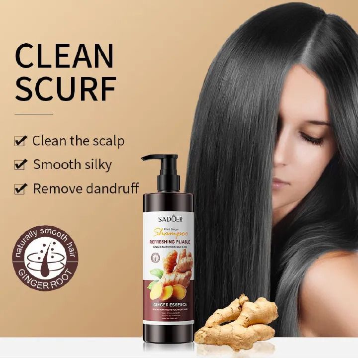 2PCS SADOER Ginger Hair Care Set: Shampoo+ Conditioner,  Reduces Dryness, Bifurcation & Coarseness, Leaving Hair Elastic & Shiny