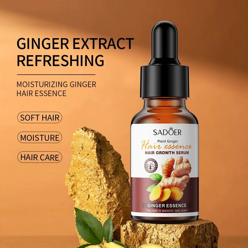 2PCS SADOER Ginger Hair Care Set: Hair Mask + Treatment Liquid - Reduces Dryness, Bifurcation & Coarseness, Leaving Hair Elastic & Shiny