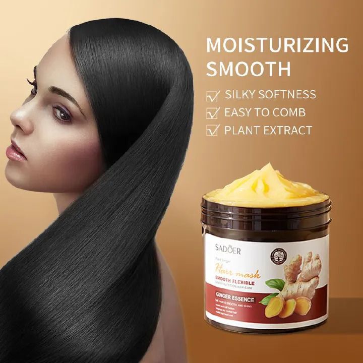 2PCS SADOER Ginger Hair Care Set: Hair Mask + Treatment Liquid - Reduces Dryness, Bifurcation & Coarseness, Leaving Hair Elastic & Shiny