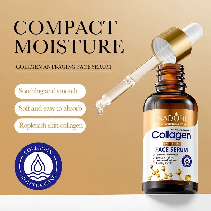 SADOER 3Pcs Essence & Serums ：Vitamin C Essence +Turmeric Serum + Collagen Face Serum ，for Skin Care Moisturizing Anti -Wrinkle Anti- Aging Skin Care Deep Hydration Fade Acne Mark