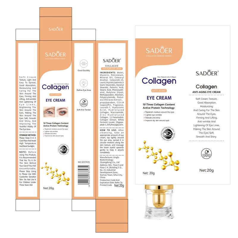 SADOER 3pcs Collagen Set: Face Serum+  Face Cream + Eye Serum， for Moisturizing Anti-Wrinkles and Anti -Fine Lines Face Smoothening Moisturizer, Vitamin C Complementars
