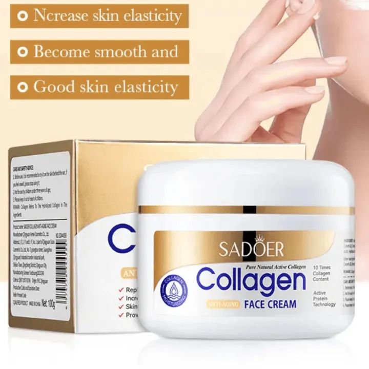 SADOER 3pcs Collagen Set: Face Serum+  Face Cream + Eye Serum， for Moisturizing Anti-Wrinkles and Anti -Fine Lines Face Smoothening Moisturizer, Vitamin C Complementars