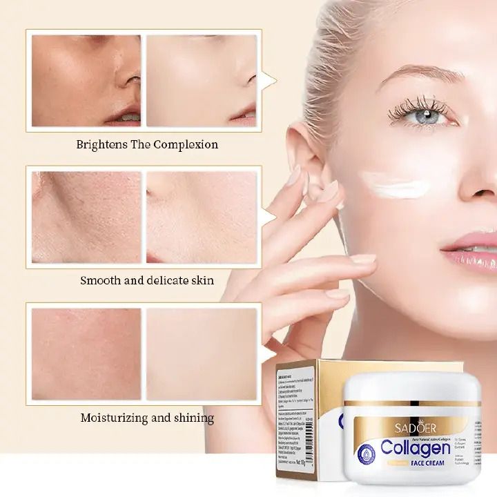 SADOER 3pcs Collagen Set: Face Serum+  Face Cream + Eye Serum， for Moisturizing Anti-Wrinkles and Anti -Fine Lines Face Smoothening Moisturizer, Vitamin C Complementars