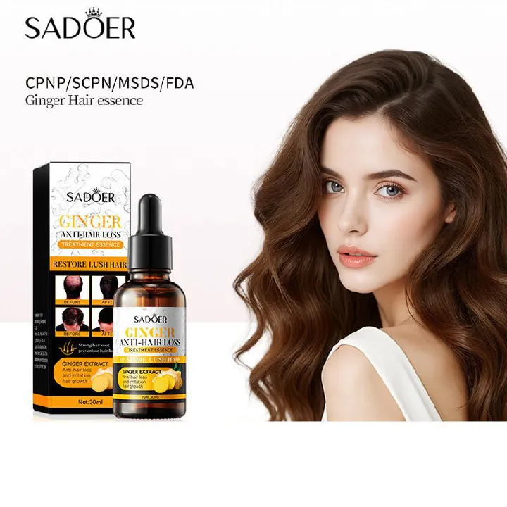 SADOER Ginger Hair Care Essence Hair Treatment Anti -Hair Lost Fast Grow Repair Scalp Frizzy Damaged Hair Care Improve Dry  Hair Moisturizing Oil Essential Oil Serum