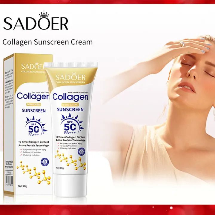 SADOER Collagen Whitening Sunscreen  UV  SPF50+ Brighten Repair Concealer, Protection Isolation Sunscreen , Moisturizing anti light ageing Sunscreen
