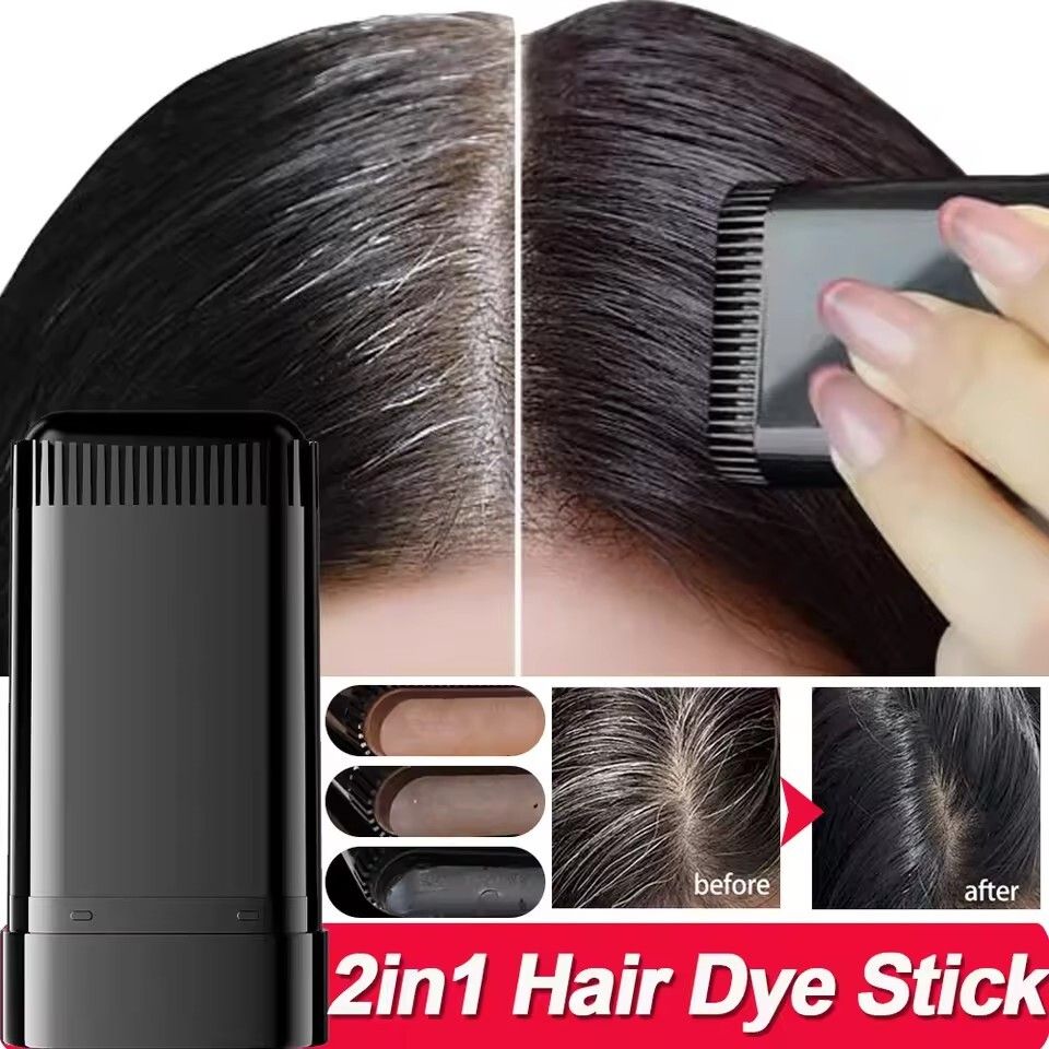 20g Portable Hair Dye Stick - Quick Gray Coverage, Easy Application, Quickly Dye Hair, Long-Lasting for All Hair Types | Creamy Texture, Sleek Design, Includes Applicator Brush