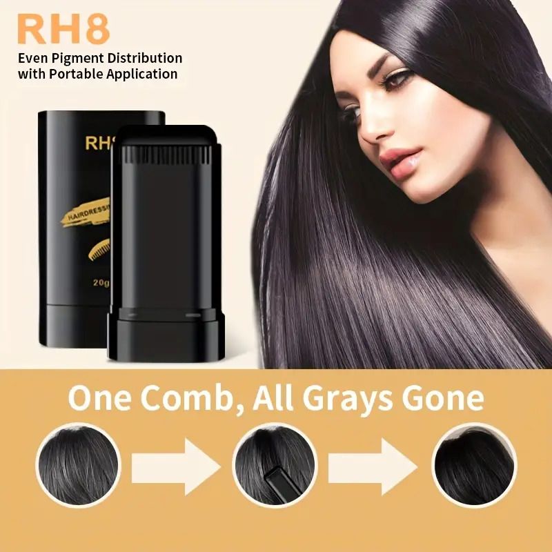 20g Portable Hair Dye Stick - Quick Gray Coverage, Easy Application, Quickly Dye Hair, Long-Lasting for All Hair Types | Creamy Texture, Sleek Design, Includes Applicator Brush