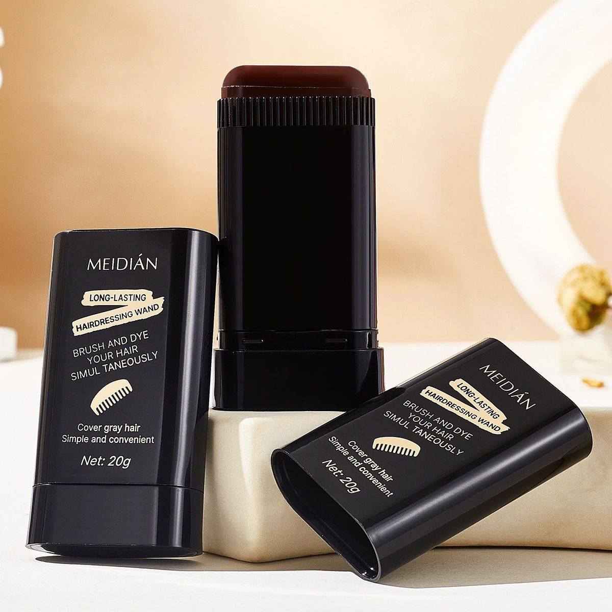 20g Portable Hair Dye Stick - Quick Gray Coverage, Easy Application, Quickly Dye Hair, Long-Lasting for All Hair Types | Creamy Texture, Sleek Design, Includes Applicator Brush