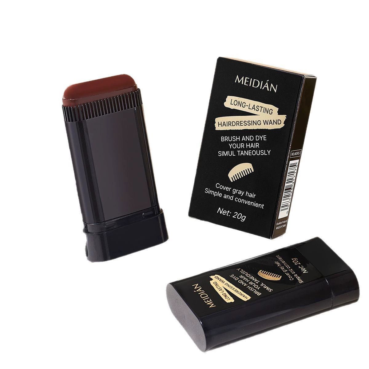 20g Portable Hair Dye Stick - Quick Gray Coverage, Easy Application, Quickly Dye Hair, Long-Lasting for All Hair Types | Creamy Texture, Sleek Design, Includes Applicator Brush