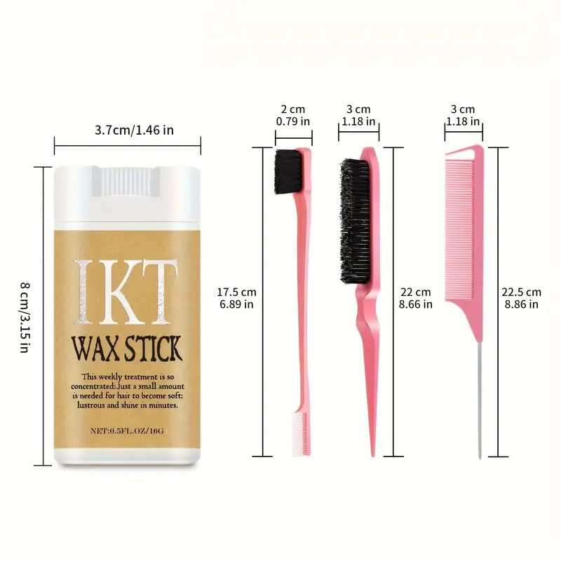 IKT Unisex Hair Wax Stick Set, Non-Greasy Smooth Paste for Normal Hair, Plastic Hair Styling Comb for Wavy Curly Hair, Hair Control for Wigs, Hair Styling Tool for Men and Women, Carnival/Mardi Gras/M