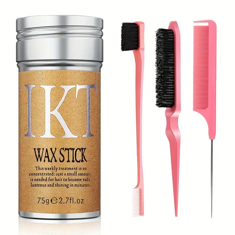 IKT Unisex Hair Wax Stick Set, Non-Greasy Smooth Paste for Normal Hair, Plastic Hair Styling Comb for Wavy Curly Hair, Hair Control for Wigs, Hair Styling Tool for Men and Women, Carnival/Mardi Gras/M