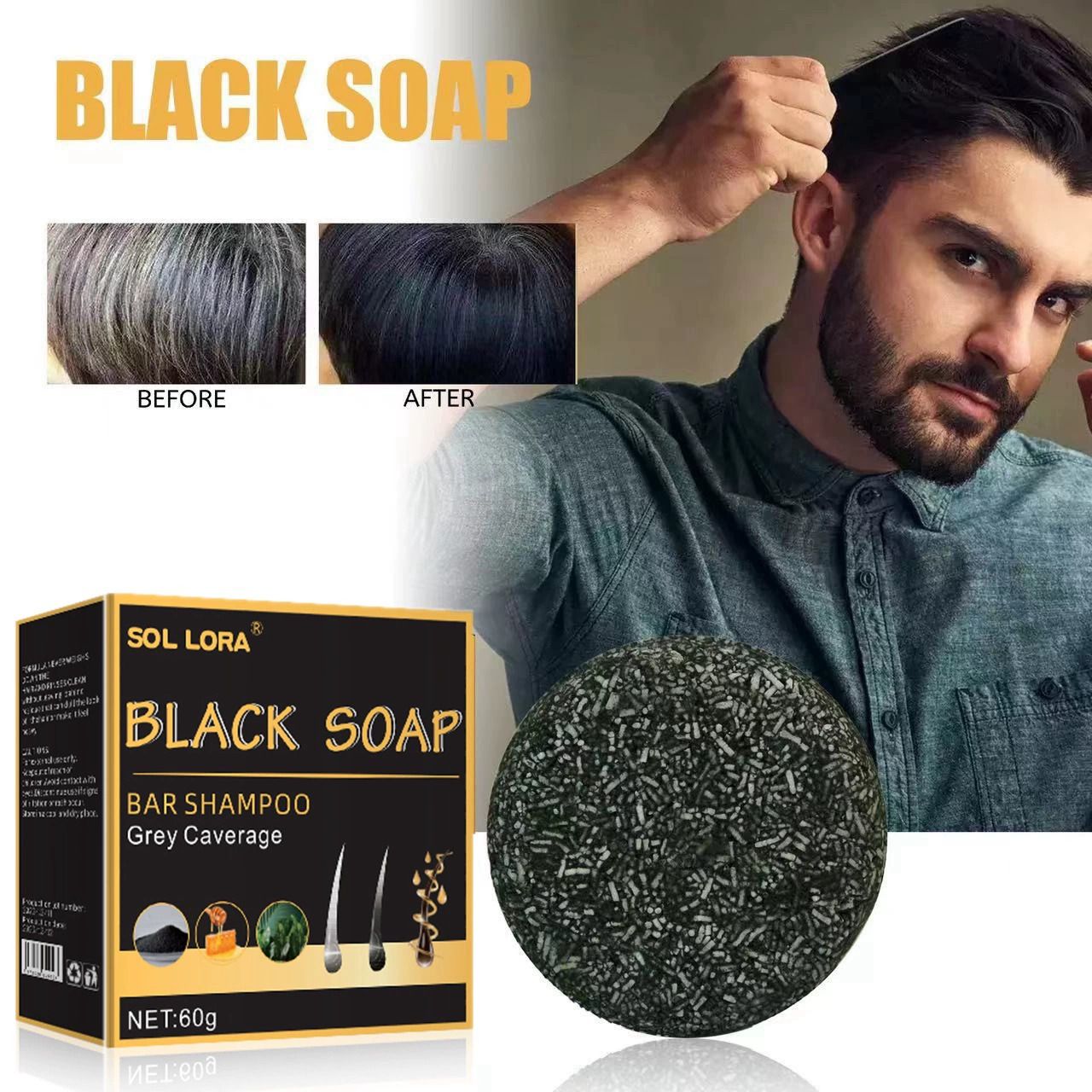 Grey Coverage Bar Shampoo Repair Gray White Hair Color Treatment Smoothing Nourishing Anti Dandruff Natural Hair Darkening Soap