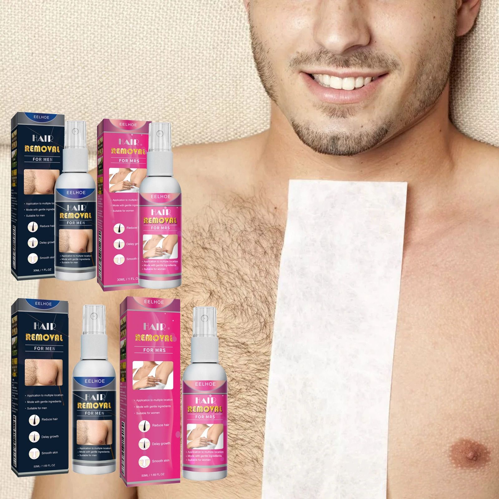 50ml Hair Removal Spray Nourishing Painless Non Irritating Soft Growth Inhibitor Smooth Portable Body Hair Removal for Man Women