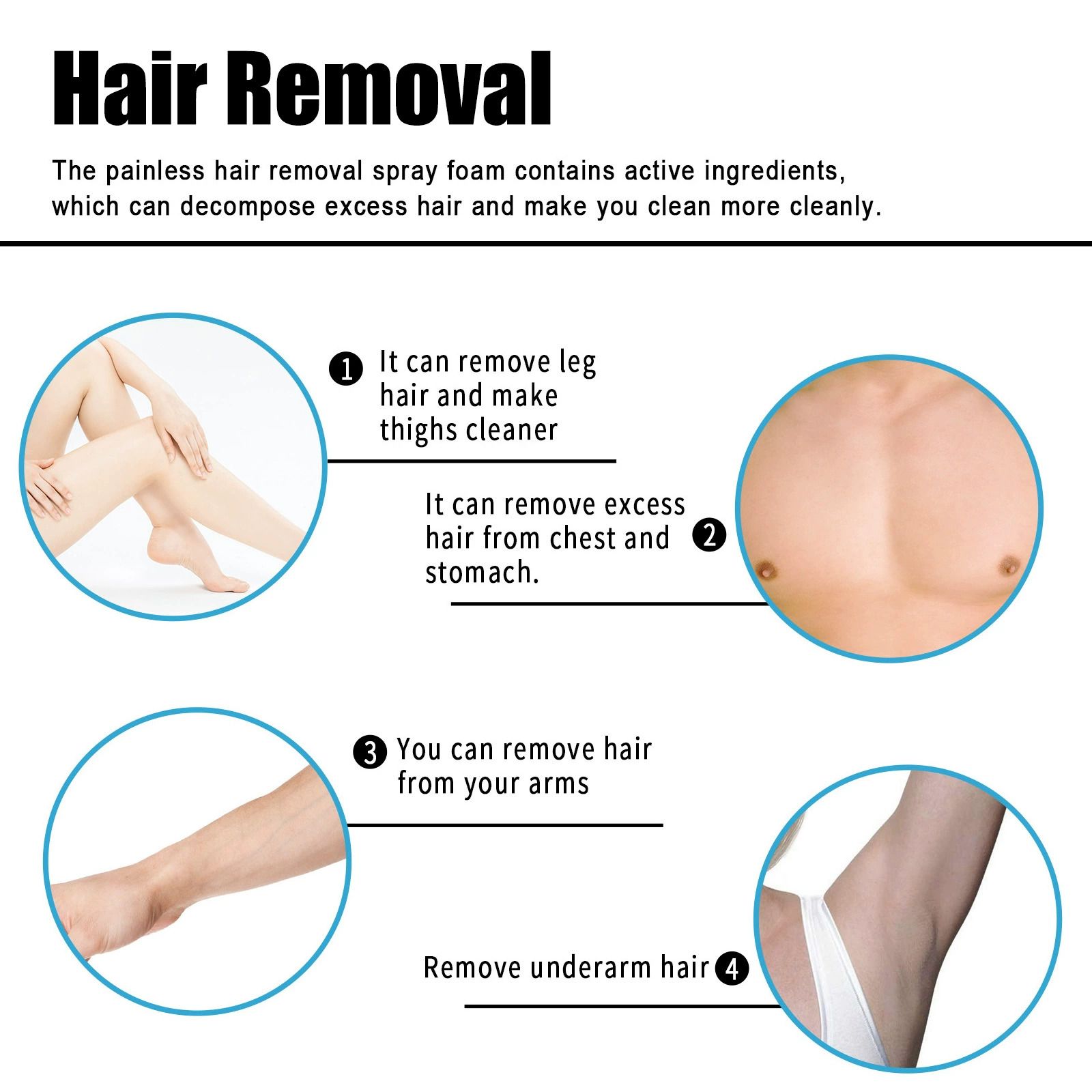 50ml Hair Removal Spray Nourishing Painless Non Irritating Soft Growth Inhibitor Smooth Portable Body Hair Removal for Man Women