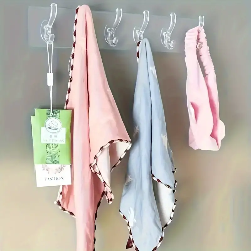 1pc Fashion Acrylic Transparent Wall-Mounted Coat Hooks Plastic Self-Adhesive 6-Hook Rack for Easy Install Perfect for Hanging Clothes Towels Keys in Kitchen  Bedroom  Bathroom  Living Room