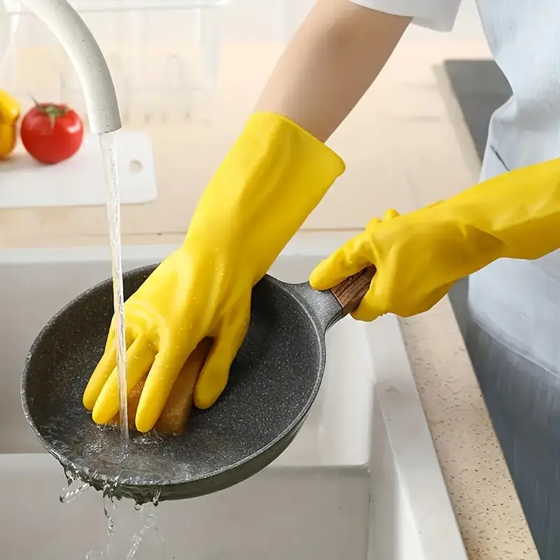 2 Pairs of Premium Ultra-Thickened Cleaning Gloves  Waterproof Non-Slip and Durable for Household Restaurant Kitchen, and Laundry Use Essential Cleaning Supplies and Multipurpose Tool