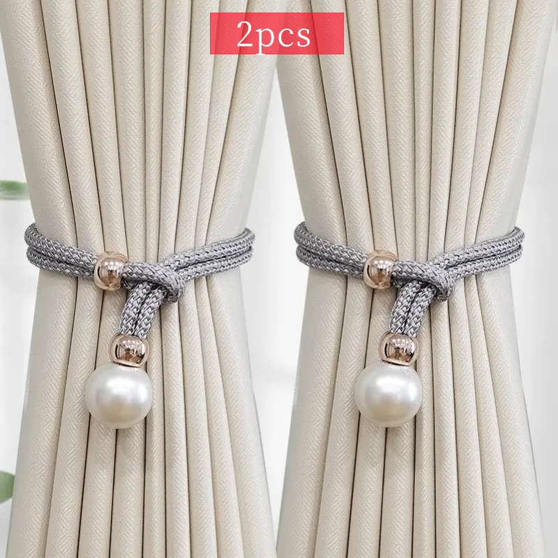 2pcs French Curtain Tiebacks With Faux Pearl Decorations Convenient Drape Tiebacks Decorative Curtain Holdbacks Holder Curtain Tiebacks For Window Draperies For Home Bedroom Office Decor