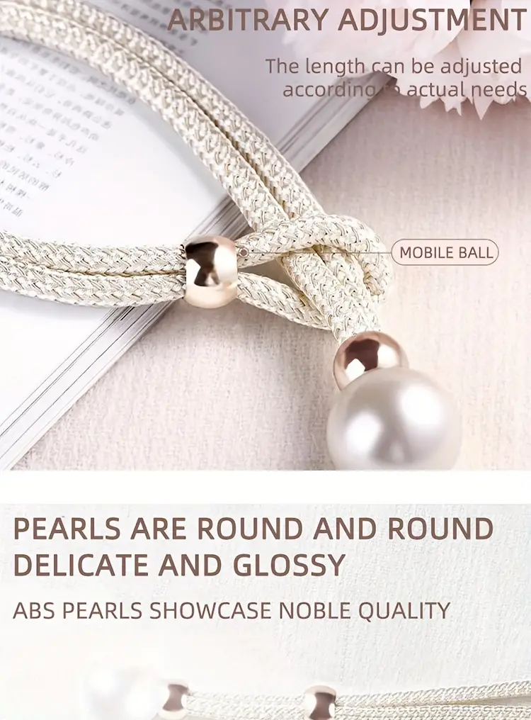2pcs French Curtain Tiebacks With Faux Pearl Decorations Convenient Drape Tiebacks Decorative Curtain Holdbacks Holder Curtain Tiebacks For Window Draperies For Home Bedroom Office Decor