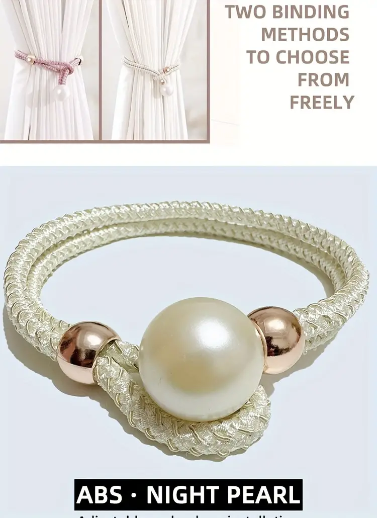 2pcs French Curtain Tiebacks With Faux Pearl Decorations Convenient Drape Tiebacks Decorative Curtain Holdbacks Holder Curtain Tiebacks For Window Draperies For Home Bedroom Office Decor