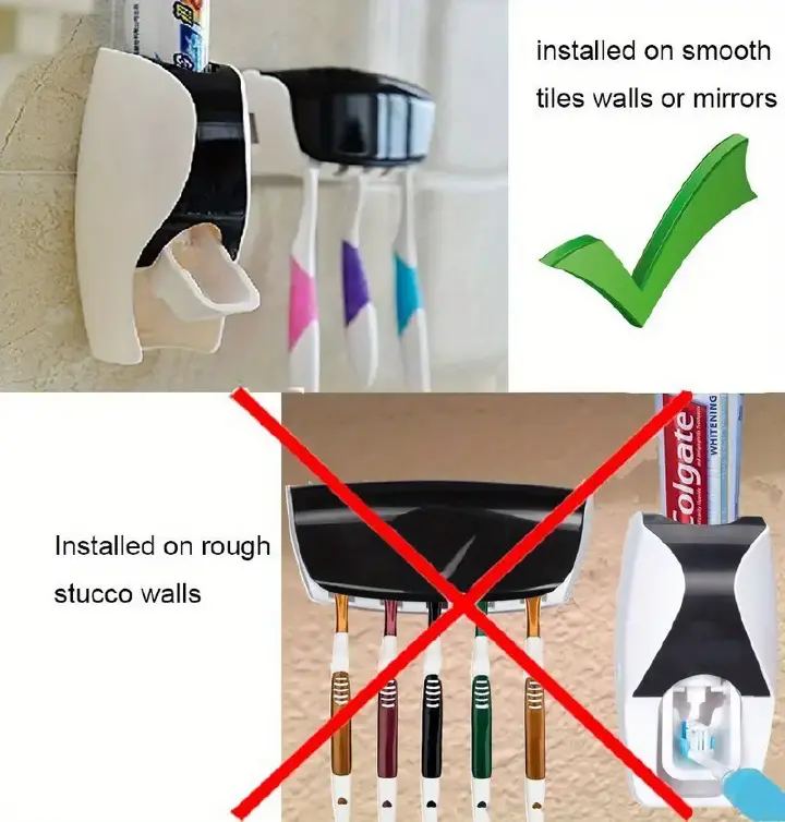 Automatic Wall Mount Toothpaste Dispenser with 5 Slots Convenient and Hygienic Bathroom Organizer ABS PS Silicone No Electricity Required