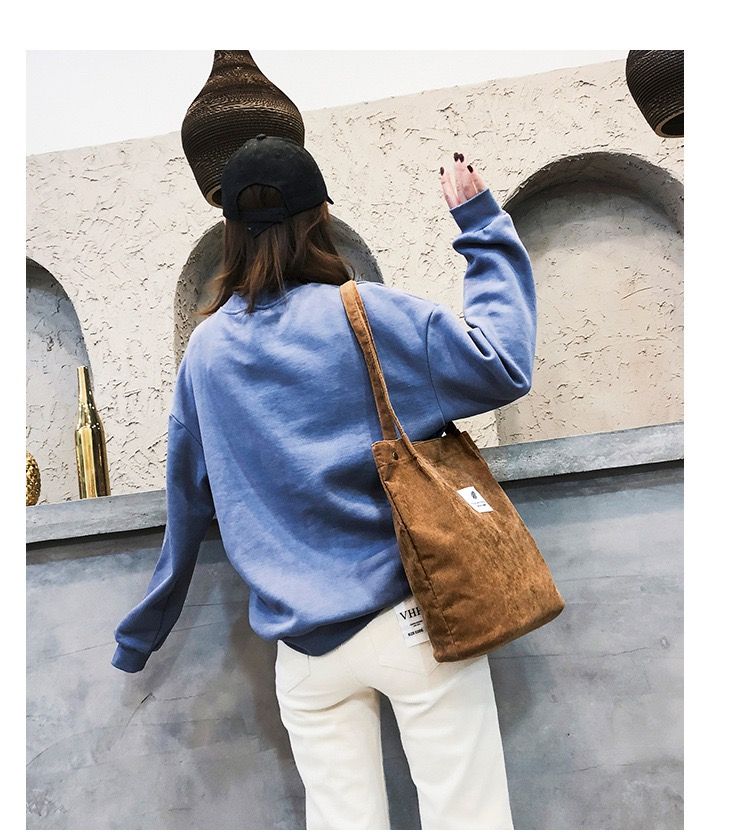 New Arrivals Women'S Bag Large Capacity Art Simple Personality All-In-One Shoulder Bag Tote Bags Handbags Corduroy Canvas Storage Bag