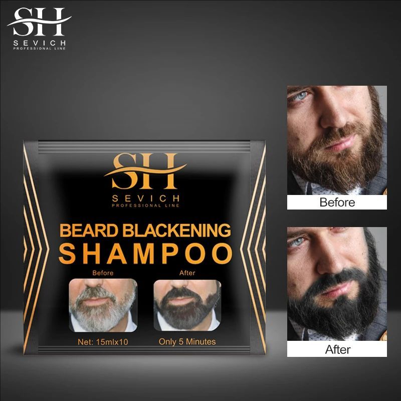 Sevich Instant Hair Dye Black Beard Shampoo Beard Paint Men Beard Coloring Dye Natural Temporary Blackening Moustache Shampoo