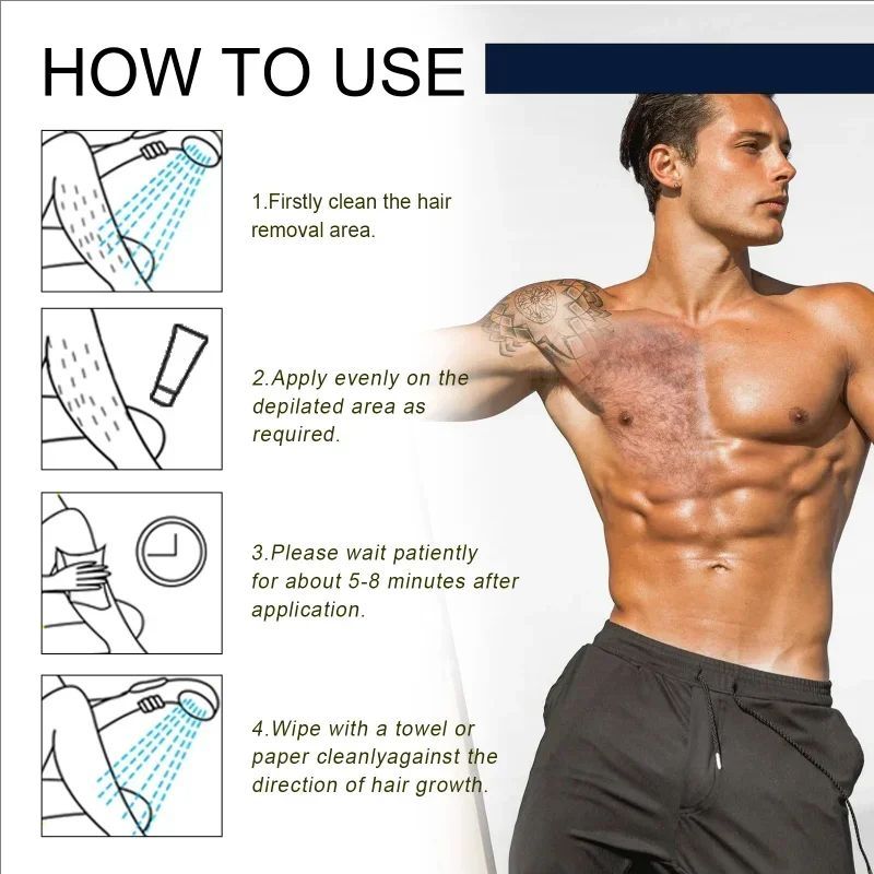 Permanent hair removal cream for men Body Skin care armpit Beard remover Effective Legs Arms chest hair Painless depilation wax