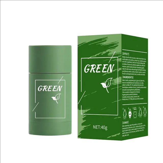 Green Tea Mask Stick Blackhead Remover Clay Face Mask Oil Control Acne Remover Pore Cleansing Purifying Detoxifying Skin Care