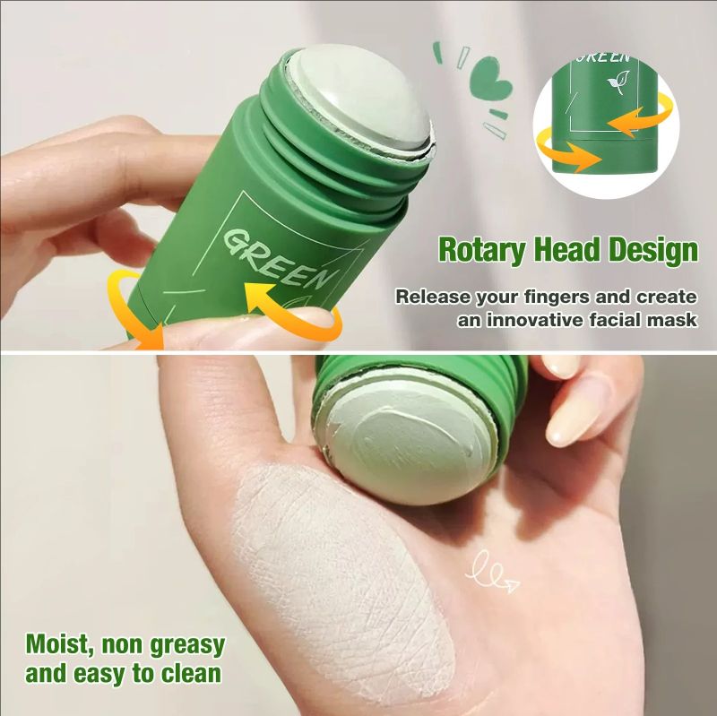 Green Tea Mask Stick Blackhead Remover Clay Face Mask Oil Control Acne Remover Pore Cleansing Purifying Detoxifying Skin Care