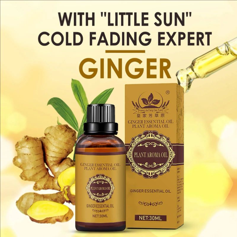 30ML Natural Ginger Oil Lymphatic Drainage Therapy Anti Aging Plant Essential Oil Promote Metabolism Full Body Slim Massage Oils