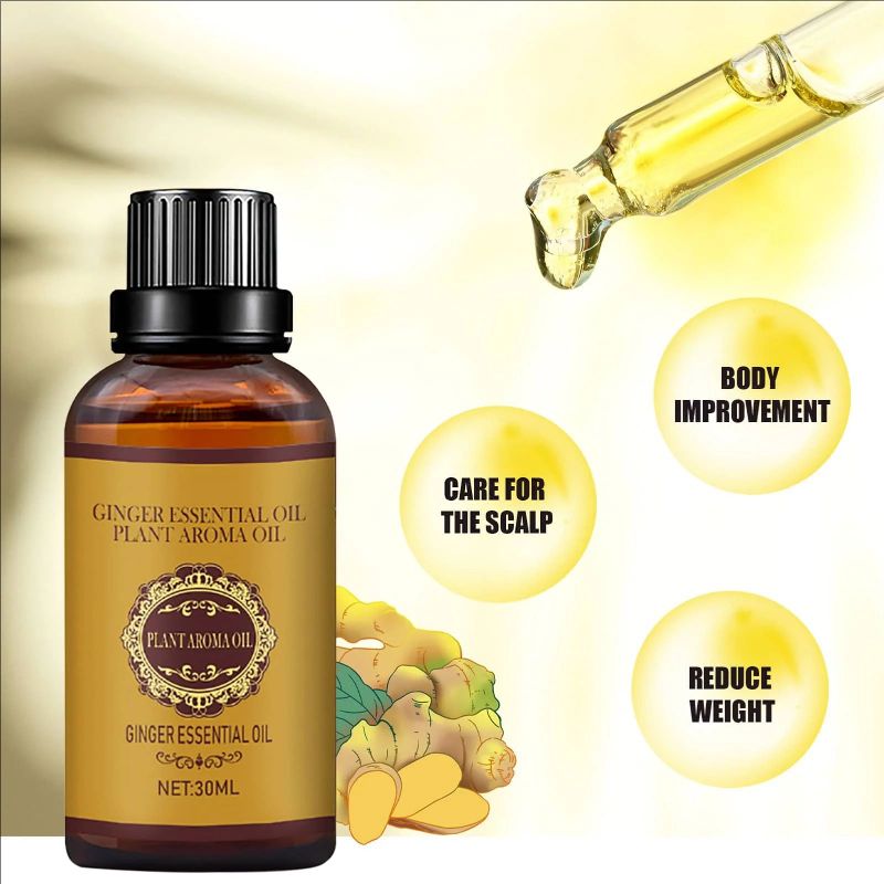 30ML Natural Ginger Oil Lymphatic Drainage Therapy Anti Aging Plant Essential Oil Promote Metabolism Full Body Slim Massage Oils