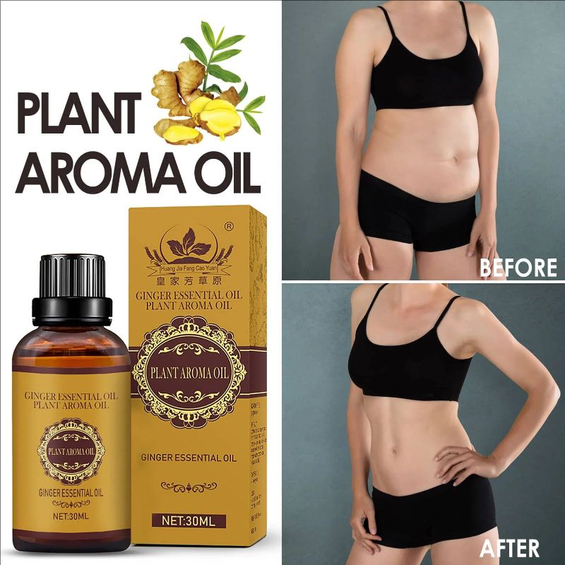 30ML Natural Ginger Oil Lymphatic Drainage Therapy Anti Aging Plant Essential Oil Promote Metabolism Full Body Slim Massage Oils