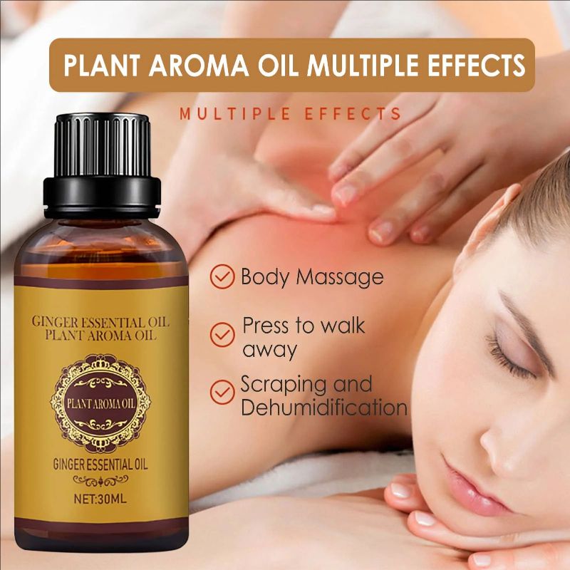 30ML Natural Ginger Oil Lymphatic Drainage Therapy Anti Aging Plant Essential Oil Promote Metabolism Full Body Slim Massage Oils