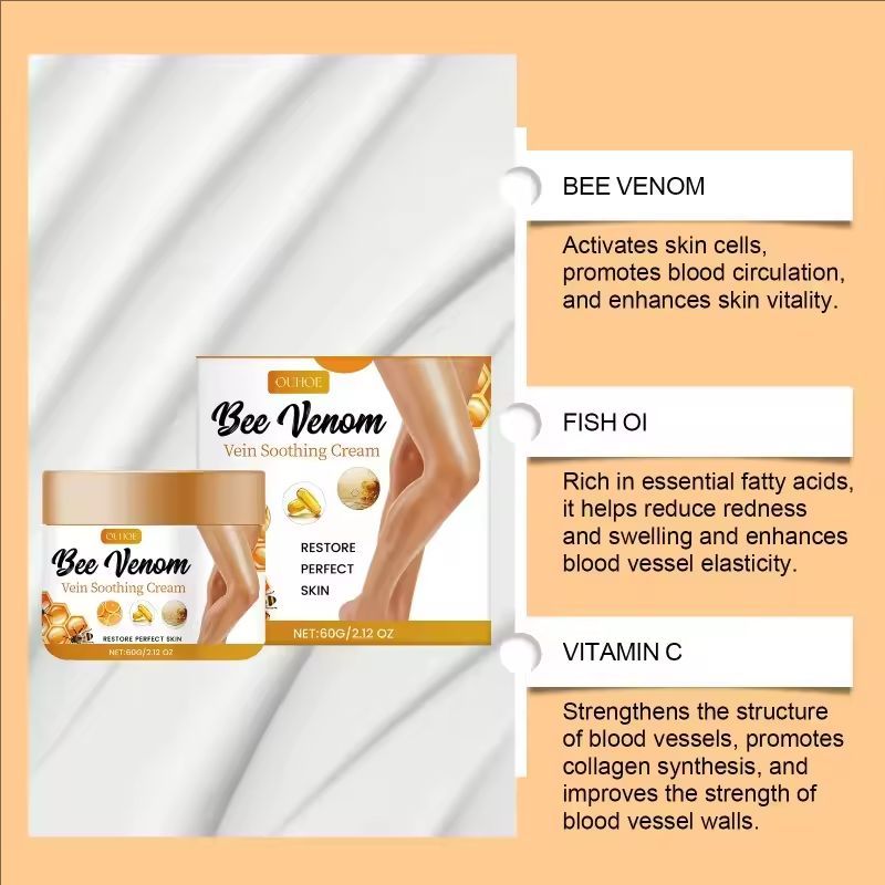 Bee Venom Varicose Vein Repair Cream Tongmai Effective Relieves Leg Bulge Pain Treatment Cream Vasculitis Phlebitis Cream 20g