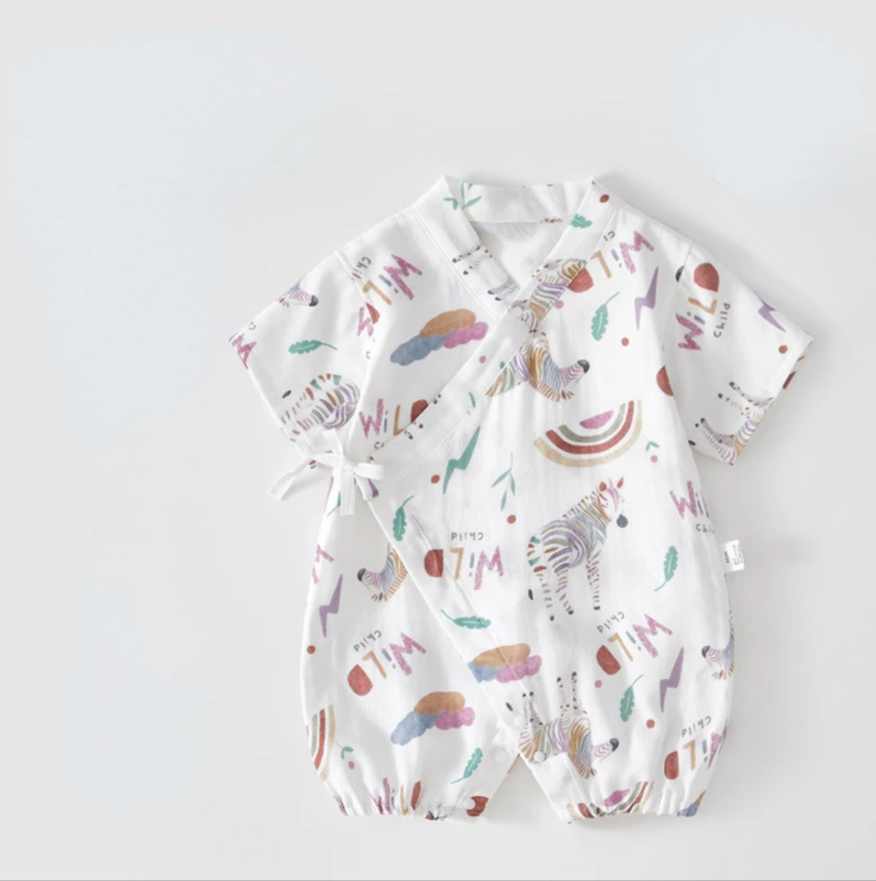 Silk Gauze Summer Baby Jumpsuit Thin Air Conditioning  Newborn Female Baby Monk Suit Short Sleeved Crawling Suit