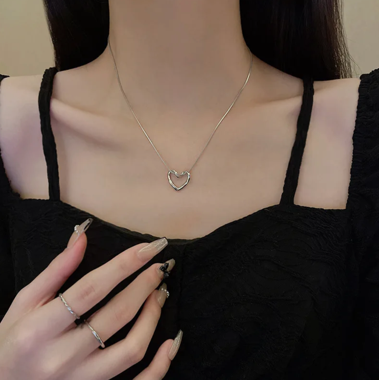 Valentine's Day jewelry gifts 316L Stainless Steel Love Heart Pendant Necklace For Women Fashion Ladies Gold Color Clavicle Chain High Q